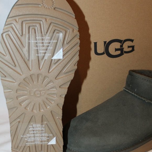 NEW UGG WOMEN'S ULTRA MINI SUEDE SHEARLING LINED ANKLE BOOTS FOREST GREEN - Picture 6 of 7